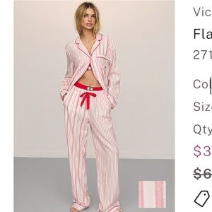Victoria's Secret Red and White Striped Pajama Set
